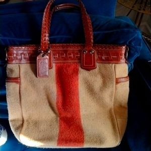 Coach wool/ tweed tote